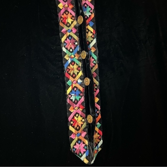 Giorgio Sant'Angelo 1970s Vintage Black Velvet Embroidered Dress - Picture 4 of 8